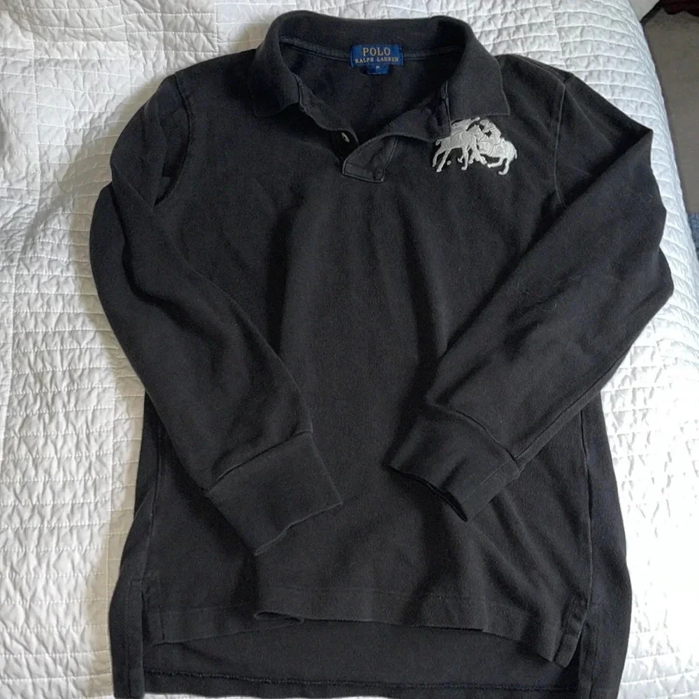 Polo Ralph Lauren black long sleeve polo shirt size M (10-12)